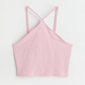 NWT Divided by H&M light pink stretch crop top, Sz. Medium.